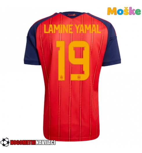 Moške Nogometnih dresov Španija Lamine Yamal #19 Domači SP 2026 Kratki rokavi Moške Nogometnih dresov Španija Lamine Yamal #19 Domači SP 2026 Kratki rokavi